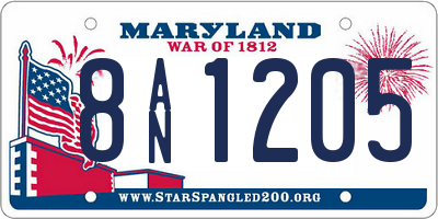 MD license plate 8AN1205