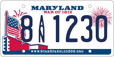 MD license plate 8AN1230