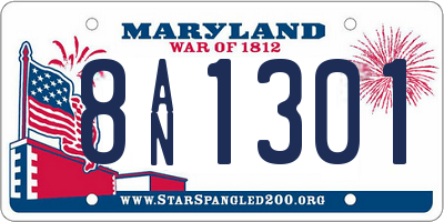 MD license plate 8AN1301