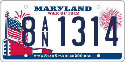 MD license plate 8AN1314