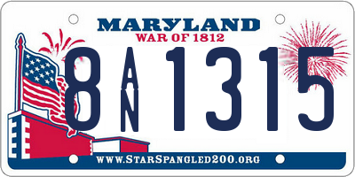 MD license plate 8AN1315