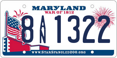 MD license plate 8AN1322