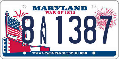 MD license plate 8AN1387
