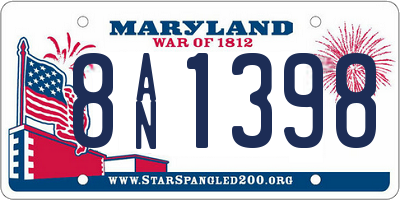 MD license plate 8AN1398