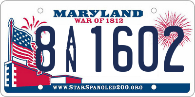 MD license plate 8AN1602