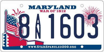 MD license plate 8AN1603