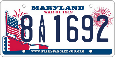 MD license plate 8AN1692