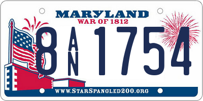 MD license plate 8AN1754
