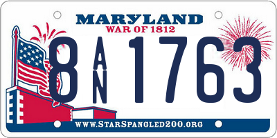 MD license plate 8AN1763