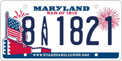 MD license plate 8AN1821