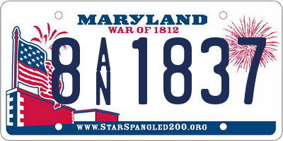 MD license plate 8AN1837