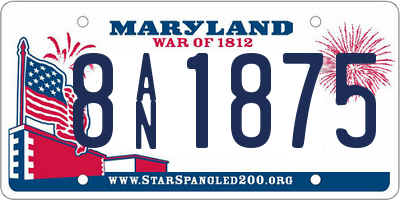 MD license plate 8AN1875