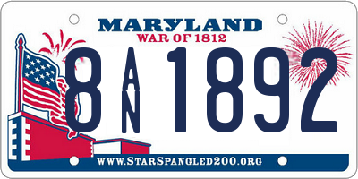 MD license plate 8AN1892