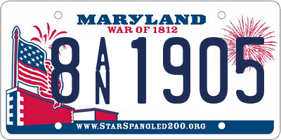 MD license plate 8AN1905