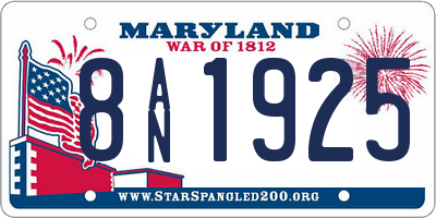 MD license plate 8AN1925