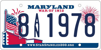 MD license plate 8AN1978