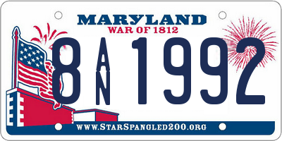 MD license plate 8AN1992