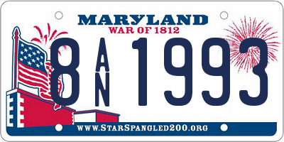 MD license plate 8AN1993