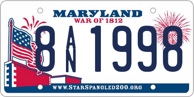 MD license plate 8AN1998