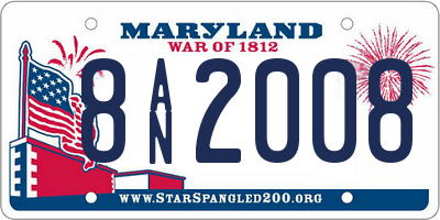 MD license plate 8AN2008