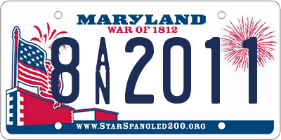 MD license plate 8AN2011