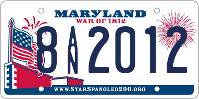 MD license plate 8AN2012