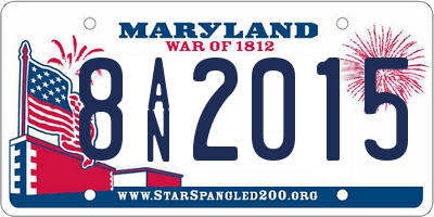 MD license plate 8AN2015