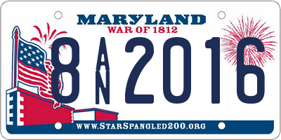MD license plate 8AN2016