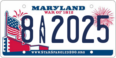 MD license plate 8AN2025