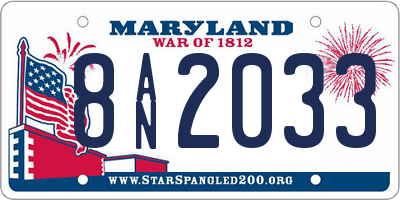 MD license plate 8AN2033