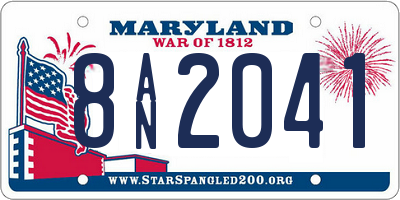 MD license plate 8AN2041