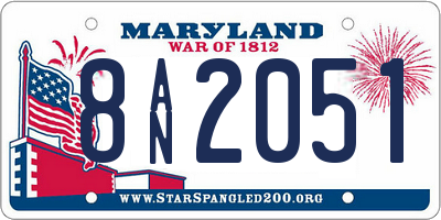 MD license plate 8AN2051