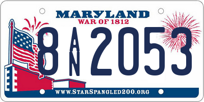 MD license plate 8AN2053