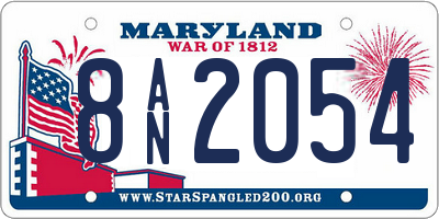 MD license plate 8AN2054