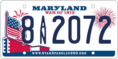 MD license plate 8AN2072