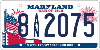 MD license plate 8AN2075