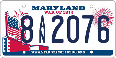 MD license plate 8AN2076