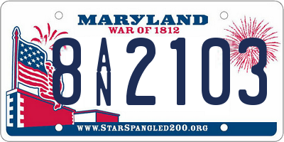 MD license plate 8AN2103