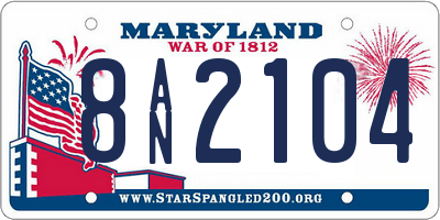 MD license plate 8AN2104