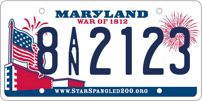 MD license plate 8AN2123