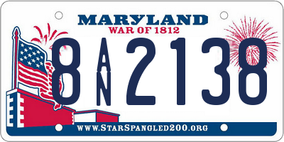 MD license plate 8AN2138