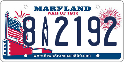MD license plate 8AN2192