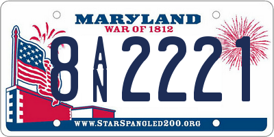MD license plate 8AN2221