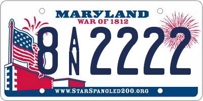 MD license plate 8AN2222