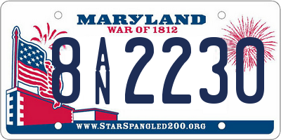 MD license plate 8AN2230