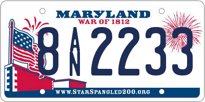 MD license plate 8AN2233