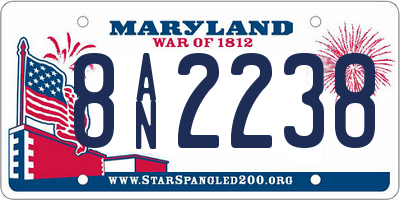MD license plate 8AN2238
