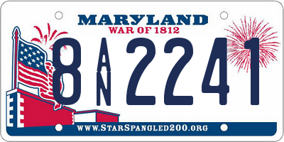 MD license plate 8AN2241