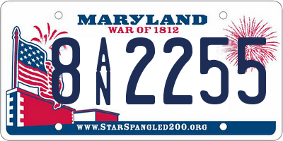 MD license plate 8AN2255