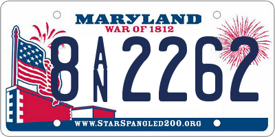 MD license plate 8AN2262